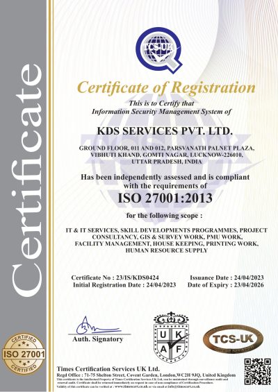 ISO 27001 KDS SERVICES PVT. LTD.