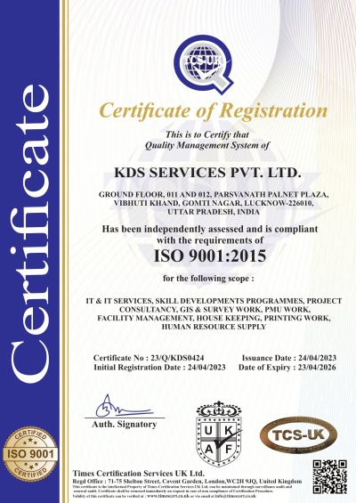 ISO 9001 KDS SERVICES PVT. LTD.